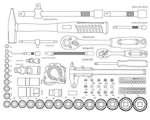Mannesmann - M29077 - Carro de aluminio para herramientas, equipado, 159 piezas.