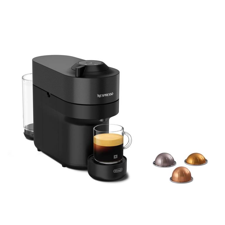Nespresso De»Longhi Vertuo Pop ENV90.B, Automática, Cápsulas Desechables, 4 Tamaños de Taza, Set de Bienvenida Incluido, 1260W, Negro