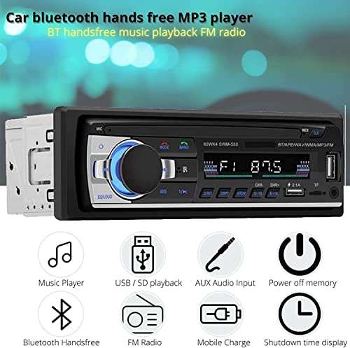NK Auto Radio Coche - 1 DIN - 4x40W - Bluetooth 5.0, Función AUX, Reproductor MP3 y x2 USB, FM Sonido Estéreo