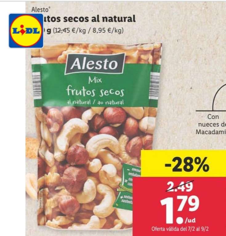 Frutos Secos Alesto Lidl por solo 1.79€