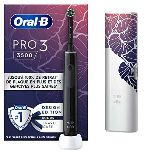 Oral-B Pro 3 3500 cepillo de dientes eléctrico negro, 1 estuche de viaje, 1 cepillo