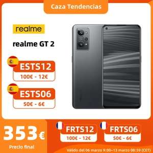 Realme GT 2, versión Global, Snapdragon 888, 5G, AMOLED de 6,62 ", 120Hz, 5000mAh, cargade 65W, Triple 50MP, NFC - Desde España