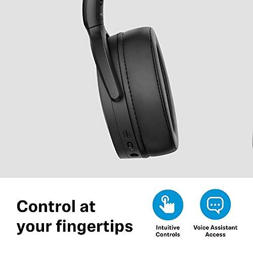 Sennheiser HD 450 BT Black Auricular Wireless, con Cancelación de Ruido Activa, Circumaural, Color Negro