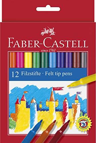 Faber Castell - Estuche de cartón con 12 rotuladores escolares