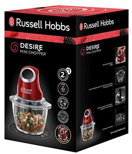Russell Hobbs Picadora de Alimentos Desire - Picadora Eléctrica, Cuchillas de Acero Inoxidable, Accesorios, Capacidad de 500 m