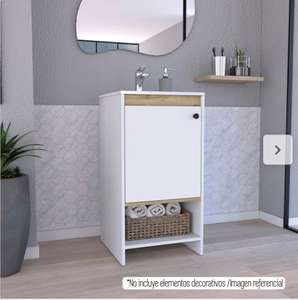 Mueble de baño con lavabo malaga, con estantería blanco / duna