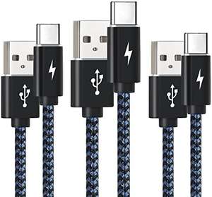 LTDNB Cable USB Tipo C [3Pack 1M 1M 2M] Nylon Trenzado Cable USB C Carga Rápida