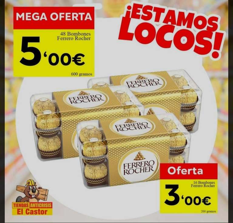 Bombones Ferrero Rocher en Tiendas anticrisis El Castor