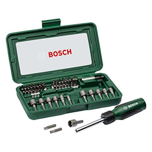 Bosch 46 uds. Set de puntas de atornillar y llave de vaso (puntas PH, PZ, hexagonal, T, S, accesorios para taladro y destornillador)