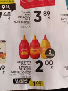 Ketchup, Salsa o Mostaza 2x2€