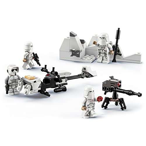 LEGO 75320 Star Wars Pack de Batalla: Soldados de Las Nieves, 4 Mini Figuras, Armas y Moto de Juguete