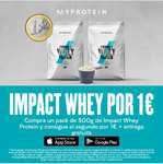 Compra un pack de 500g de Impact Whey Protein y consigue el segundo por 1€ + entrega gratuita La compra se debe realizar a través de la app