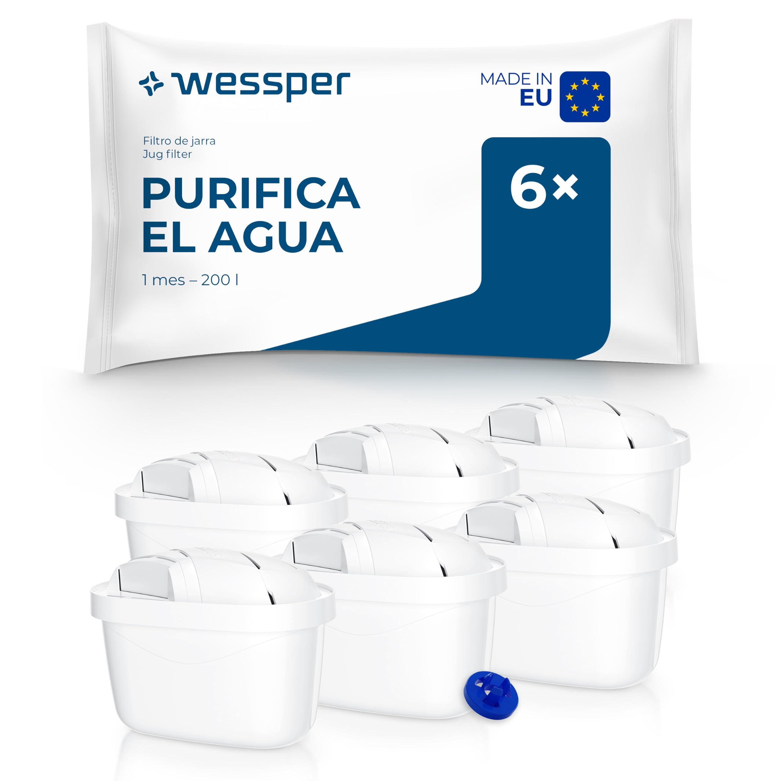 Pack de 6 Wessper Filtros de Agua de Carbón Activo (Reacondicionado - Como Nuevo)