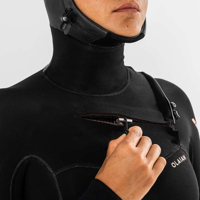Neopreno surf OLAIAN para Mujer en uso de agua fría 5/4mm con capucha 900 negro