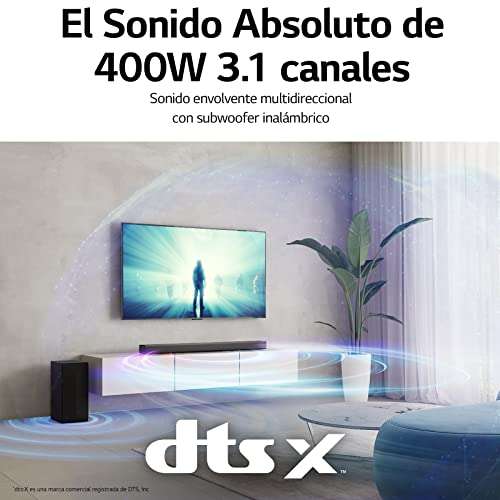 Barra de Sonido LG S65Q, Dolby Digital en Alta Resolución, DTS Virtual:X, 420W, 3.1 Canales