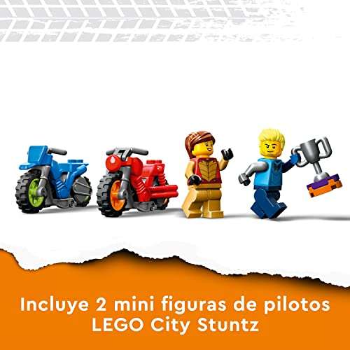 LEGO 60360 City Stuntz Desafío Acrobático: Anillos Giratorios, 1 o 2 Jugadores, Motos de Juguete con Retro Fricción