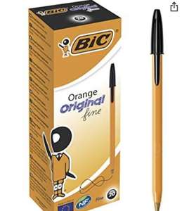 BIC 8099231 - Paquete de 20 bolígrafos de tinta negra, naranja