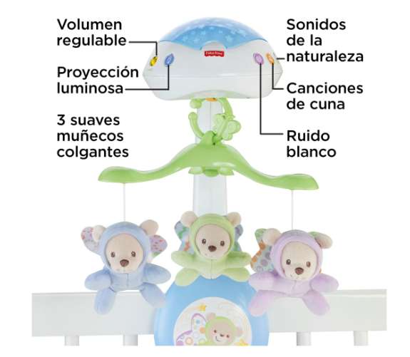 Fisher-Price Móvil ositos voladores juguete de cuna carrusel proyector para bebé