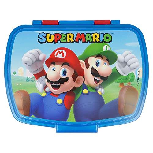 Fiambrera rectangular para el almuerzo infantil de Super Mario