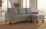 Sofá de Salón 3 Plazas - Chaise Longue Esquinero Reversible Izquierda o Derecha – Tapizado en Tela – Gris Claro