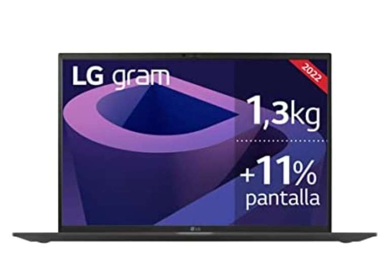 LG gram - Portátil ultraligero de 43,2cm (17") WQXGA 16:10 IPS (1,3Kg; 15h, Intel EvoTM i7 12ª gen., Iris Xe, 16GB RAM, 1TB SSD NVMe, W11)