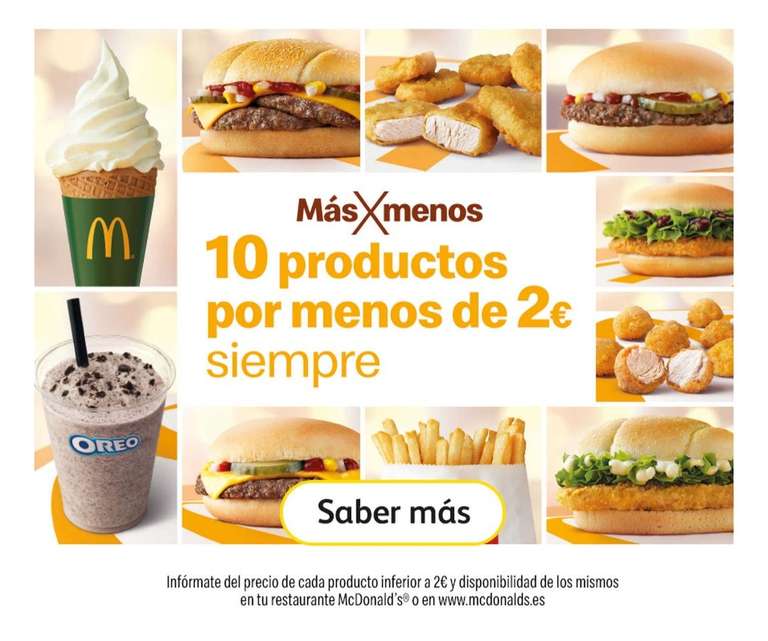 10 Productos de McDonald's que valen menos de 2€