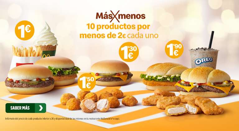 10 productos por menos de 2€ cada uno McDonalds