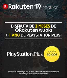 1 Año PlayStation Plus y 3 Meses Rakuten Wuaki