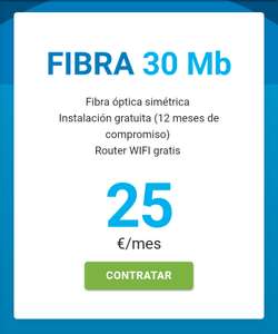 FIBRA 30 Mb Por 25 €/mes