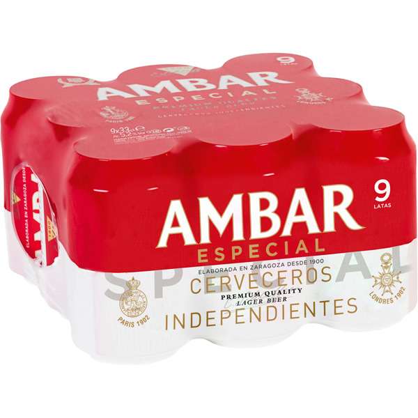 54 latas Cerveza AMBAR ESPECIAL ( 8% + 21% + 2ª al 50%)
