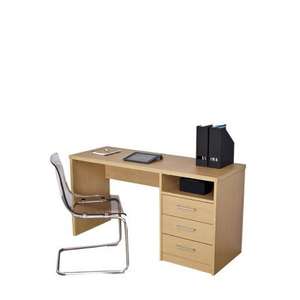 Mesa de escritorio color roble ancho 140cm con 3 cajones en oferta