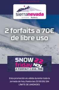 Snow Friday. 2 Dias de Forfait en Sierra Nevada por 70€