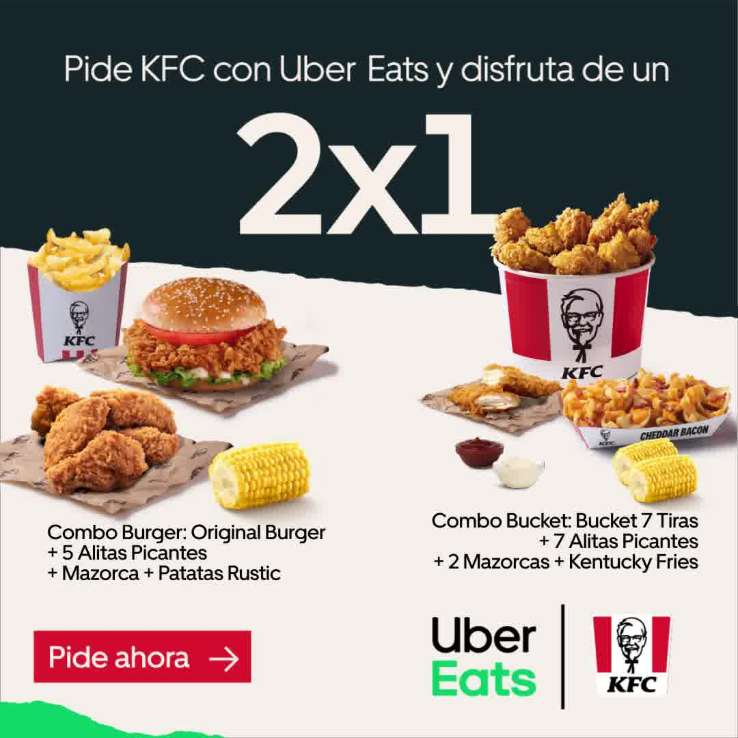 2x1 en KFC a través de Uber Eats