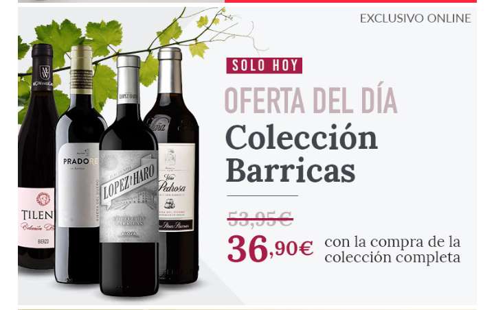 Botellas de vino de la Colección Barricas.