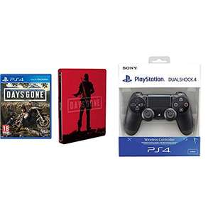 Days Gone + Steelbook + PlayStation 4 Sony - Dualshock 4 V2 Mando Inalámbrico, Color Negro V2 (PS4)