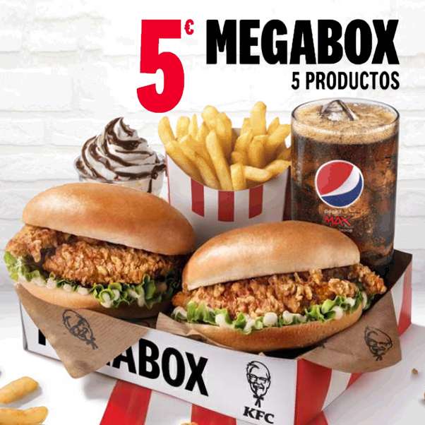 Megabox de KFC con 2 burgers por 5€