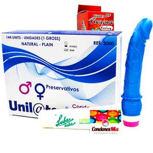 Unilatex Caja condones 144und + lubricante + vibrador
