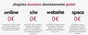 Dominios .online, .site, .website, .space y .fun GRATIS [1 año]