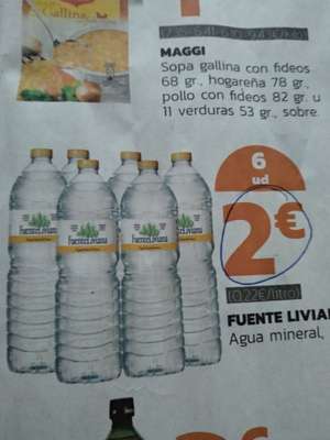 Agua Fuente Liviana. 6 unidades, 2€