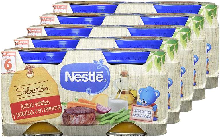10 tarritos de Nestlé Naturnes - Selección Judías Verdes y Patatas con Ternera