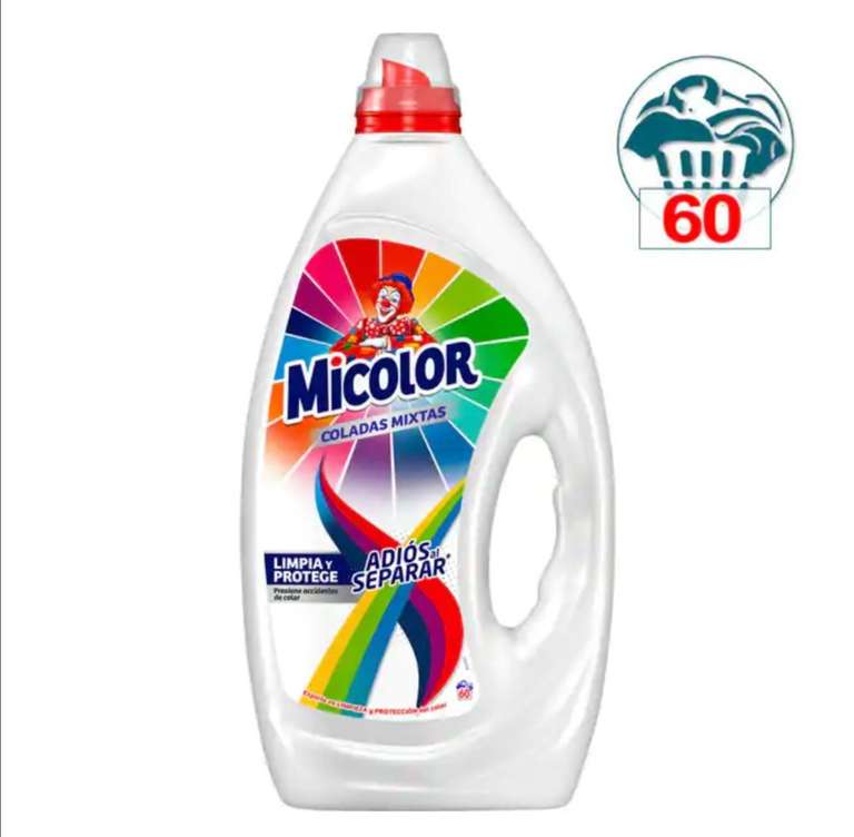 MICOLOR Detergente máquina líquido gel anti-transferencia de colores adiós al separar botella 60 dosis (2X1)