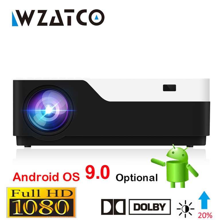 WZATCO M18 1920x1080P Android 9,0 WIFI AC3 4K de 200 pulgadas Full HD 1080P