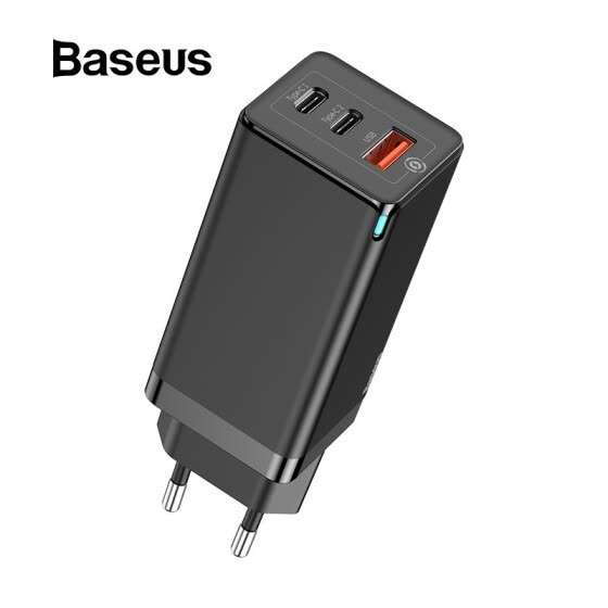 Cargador Baseus 65W USB C con tecnología GAN