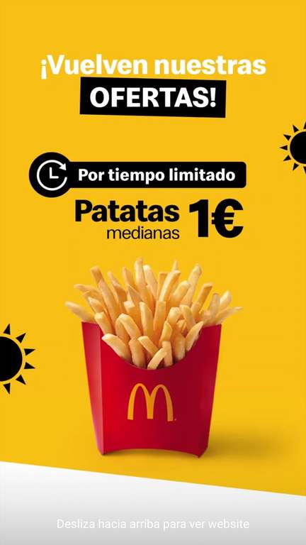 Patatas medianas McDonald's por 1€