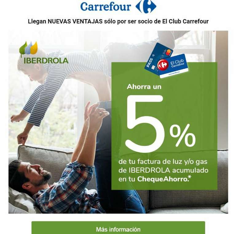 Con tu contrato de iberdrola acumula un 5% en el club Carrefour