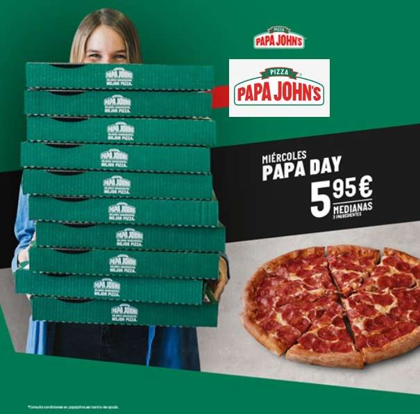 Miércoles Papa Day John´s - Pizzas medianas de 3 ingredientes a 5,95.