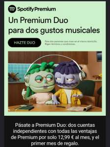 Spotify Premium Duo a 12,99€ entre 2 personas