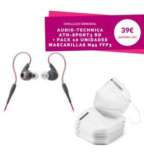 Pack auriculares Audiotechnica y mascarillas FFP3