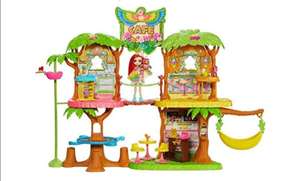 Enchantimals - Cafetería Junglewood con muñeca y mascota Peeki Parrot y accesorios