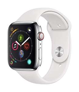 REACONDICIONADO, COMO NUEVO - Apple Watch Series 4 (GPS + Cellular) con caja de 40 mm de acero inoxidable y correa deportiva blanca